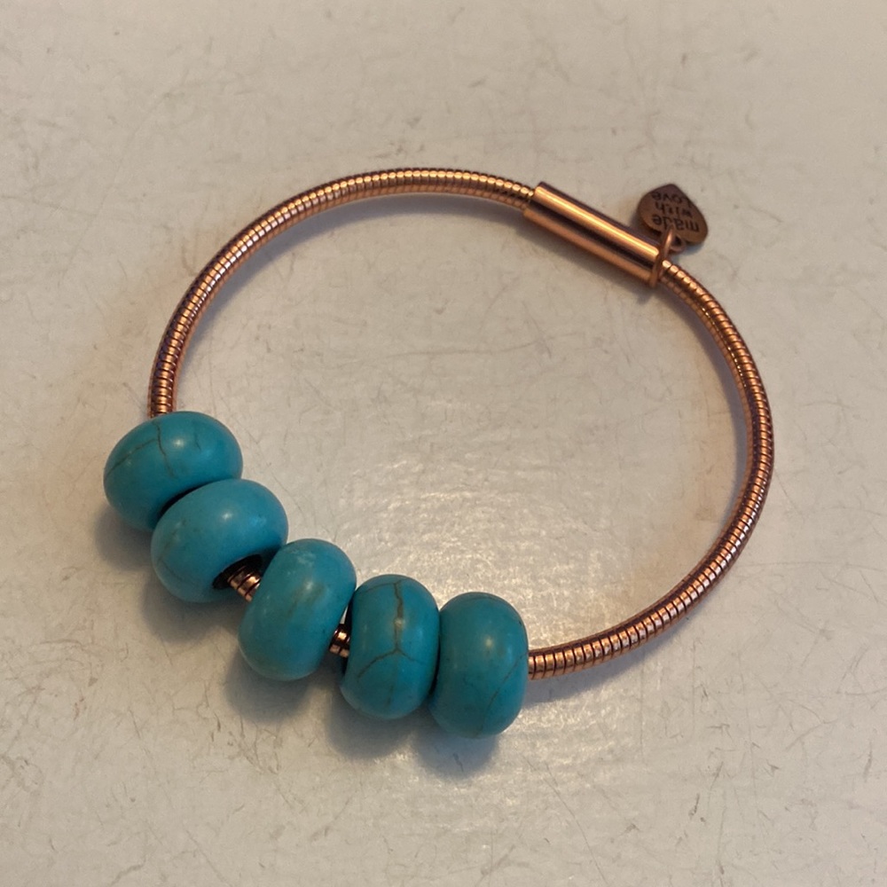 NEW Genuine Turquoise beads & copper bracelet (TURQ)